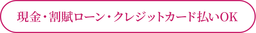 現金・割賦ローン・クレジットカード払いOK